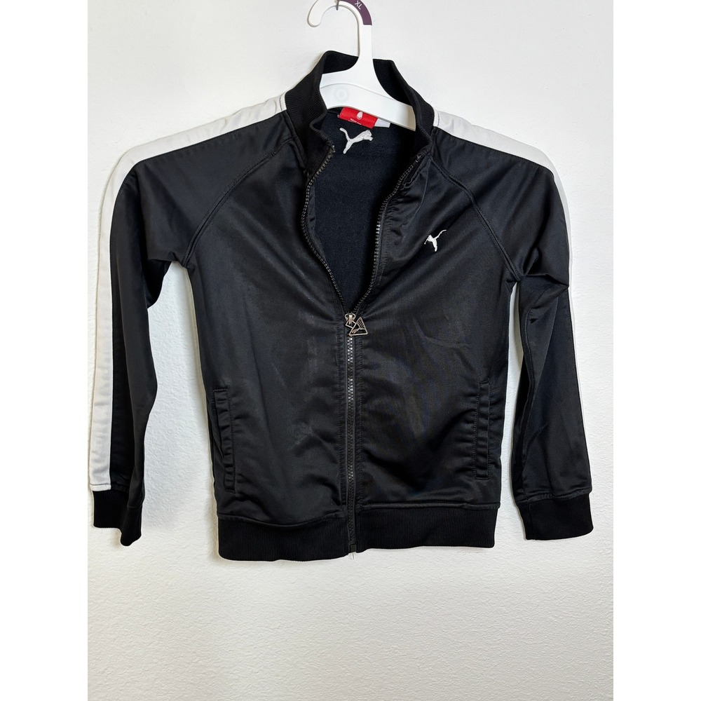Puma Boys Black White Sportlifestyle Full Zip Track Jacket Size 6